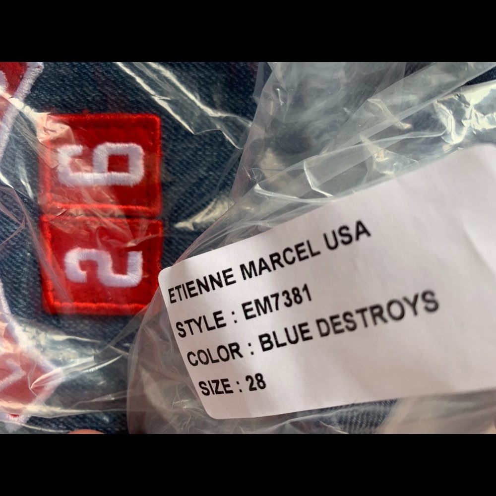 NWT. Etienne Marcel LA + Dark Blue Denim Patches Shorts - Picture 8 of 8